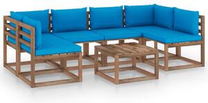 Set mobilier grădină paleți cu perne, 7 piese, lemn pin tratat