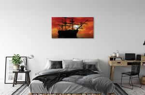 Tablouri canvas Cerul nori navă de mare soare