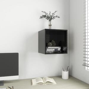 Dulap de perete, negru extralucios, 37x37x37 cm, PAL
