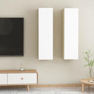 Comode TV, 2 buc., alb și stejar Sonoma, 30,5x30x110 cm, PAL