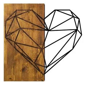 Accesoriu decorativ HEART, stejar/negru, lemn/metal, 58x58 cm