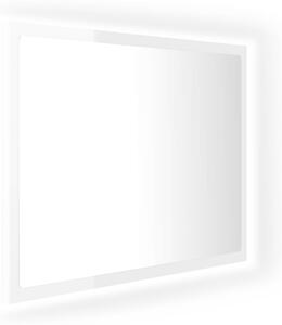 Oglindă de baie cu LED, alb extralucios, 60x8,5x37 cm, acril