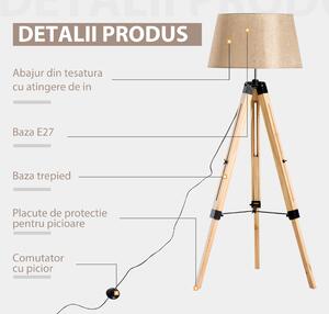 Homcom Lampa de Sol Design cu Trepied in Lemn Inaltime Reglabila, Bej