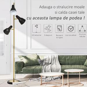 Lampa de podea de 150 cm cu 3 abajururi reglabile, baza rotunda, metal, bronz, 32x32x150 cm HOMCOM | Aosom RO