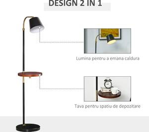 HOMCOM lampa de podea cu etajera, 43x29x160 cm, negru | AOSOM RO