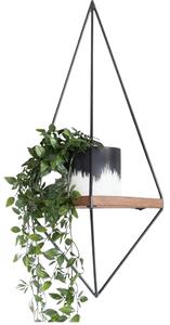 Raft WR039, nuc/negru, lemn de molid/metal, 60x15x23 cm