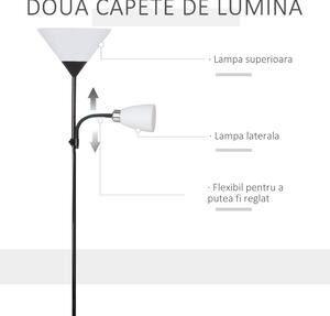 Lampa de podea moderna cu anajur reglabil 42x24x178cm Negru HOMCOM | Aosom RO