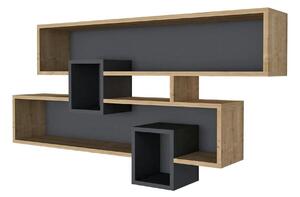 Raft KAREN, gri antracit/stejar, PAL melaminat, 120x22x72 cm