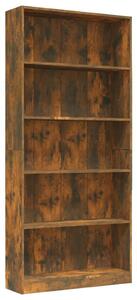 Bibliotecă 5 niveluri stejar fumuriu 80x24x175 cm lemn compozit