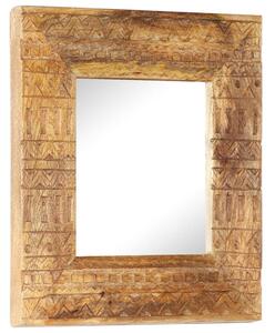 Oglindă sculptată manual, 50x50x2,5 cm, lemn masiv de mango