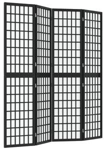 Paravan pliabil cu 4 panouri, stil japonez, negru, 160x170 cm