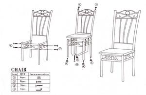 Set masa cu 4 scaune, FUR-101-1LS, masa 120x67x75 cm, bej