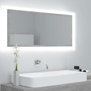 Oglindă de baie cu LED, gri beton, 100x8,5x37cm, lemn prelucrat