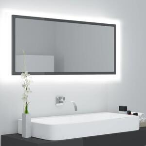 Oglindă de baie cu LED, gri extralucios, 100x8,5x37 cm, acril