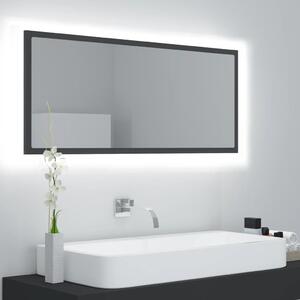 Oglindă de baie cu LED, gri, 100x8,5x37 cm, lemn prelucrat