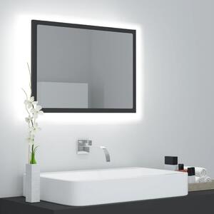 Oglindă de baie cu LED, gri, 60x8,5x37 cm, lemn prelucrat