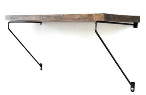 Polita WR038, nuc/negru, lemn de molid/metal, 60x14x20 cm
