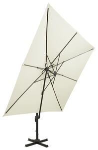 Umbrelă suspendată cu înveliș dublu, nisipiu, 300x300 cm
