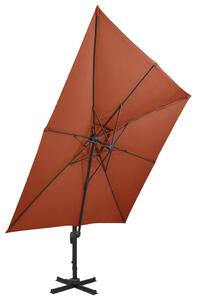 Umbrelă suspendată cu înveliș dublu, cărămiziu, 300x300 cm