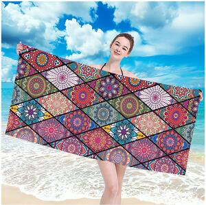 Prosop de plaja cu motiv hippie - mandale de diferite culori 100 x 180 cm