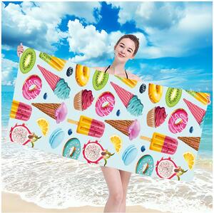 Prosop de plaja cu motiv de inghetata colorata 100 x 180 cm
