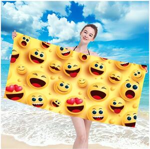 Prosop de plajă cu emoticoane vesele 100 x 180 cm