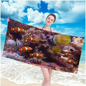 Prosop de plaja cu motiv "Viata din apa" 100 x 180 cm