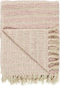 IB Laursen Pled din bumbac CREAM/LIGHT PINK STRIPE PATTERN 160x130 cm