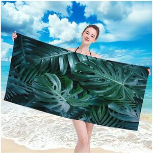Prosop de plaja cu motiv de frunze tropicale 100 x 180 cm