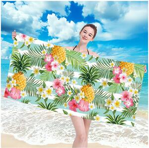 Prosop de plajă cu motiv de flori exotice 100 x 180 cm
