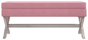 Taburet de depozitare, roz, 110x45x49 cm, catifea