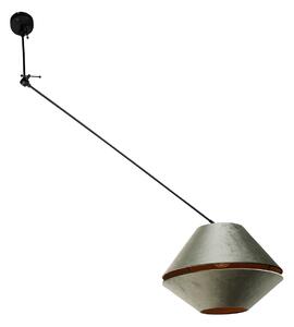 Lampă Pandantiv Negru cu Abajur Dublu din Catifea Verde cu Interior Auriu - Blitz