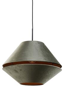 Lampă pandantiv neagră cu abajur dublu din catifea verde cu interior auriu - Combi 1