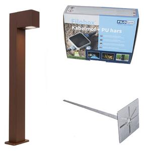 Lampă de exterior maro rugină cu țăruș de sol și presetupe 65cm IP44 - Baleno