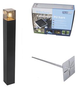 Lampă de exterior de culoare neagră, 70 cm IP44, cu sticlă fum - Danemarca