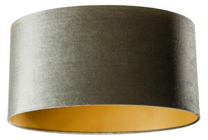 Abajur din catifea verde cu interior auriu oval 50/33/25