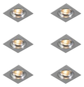 Set de 6 spoturi încastrate pătrate din aluminiu reglabile - Chuck