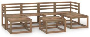Set mobilier de grădină, 7 piese, maro, lemn de pin tratat
