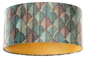 Abajur din catifea cu design frunze și interior auriu, oval 50/33/25