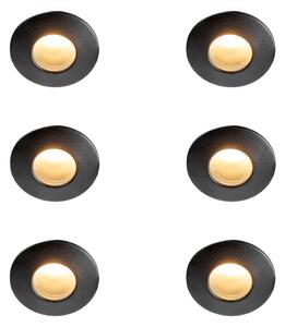 Set de 6 spoturi încastrate moderne negre IP44 - Gap