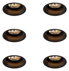 Set de 6 spoturi încastrate moderne negre AR70 - Dept