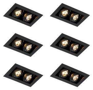 Set de 6 spoturi încastrate moderne negre cu 2 lumini reglabile - Oneon 70