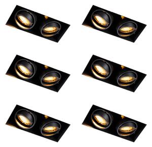 Set de 6 spoturi încastrate negre reglabile fără ramă cu 2 lumini - Oneon Honey