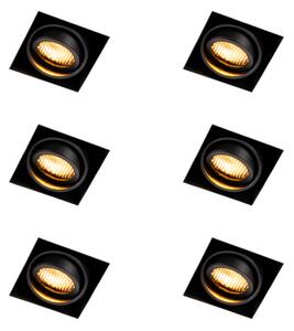 Set de 6 spoturi încastrate negre reglabile fără ramă - Oneon Honey