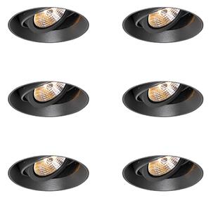 Set de 6 spoturi încastrate moderne negre GU10 AR70 rotunde fără ramă - Oneon