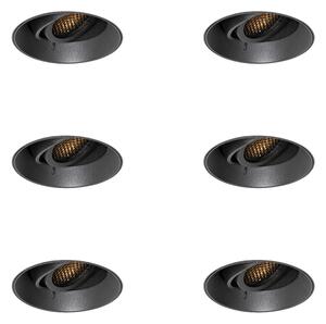 Set de 6 spoturi încastrate moderne negre GU10 rotunde fără ramă - Oneon Honey