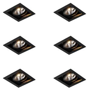 Set 6 becuri Spot modern încastrat negru de 18 cm reglabil - Artemis 111