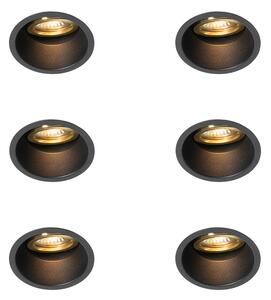 Set de 6 spoturi încastrate moderne negre cu auriu rotative și înclinabile - Alloy