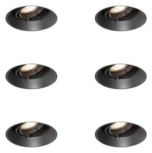 Set de 6 spoturi încastrate moderne negre GU10 rotunde fără ramă - Oneon