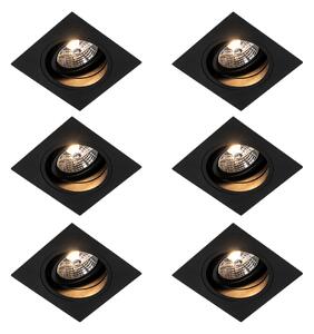 Set 6 becuri Spot modern încastrat negru reglabil - Chuck 70